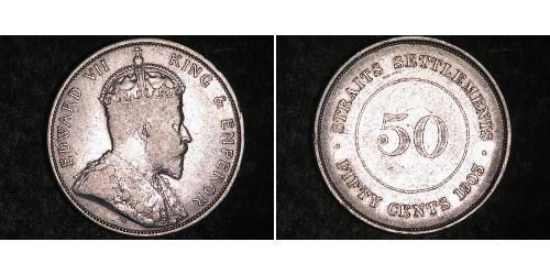 50 Цент Стрейтс-Сетлментс (1826 - 1946) Срібло Едвард VII (1841-1910)