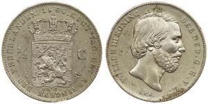 50 Цент / 1/2 Гульден Королівство Нідерланди (1815 - ) Срібло Віллем III