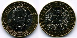 50 Шиллинг Австрийская Республика(1955 - ) Биметалл 