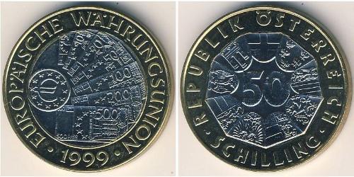 50 Шиллинг Австрийская Республика(1955 - ) Биметалл 