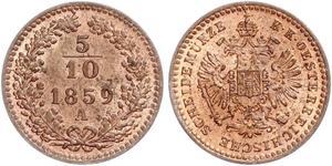 5/10 Kreuzer Imperio austríaco (1804-1867) Cobre 