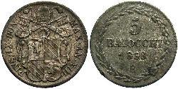 5 Baiocco États pontificaux (752-1870) Argent Pie IX (1792- 1878)