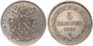 5 Baiocco Estados Pontificios (752-1870) Cobre 