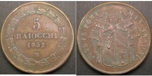 5 Baiocco Estados Pontificios (752-1870) Cobre 