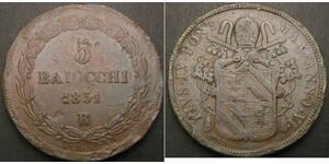 5 Baiocco Papal States (752-1870) Copper 