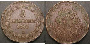 5 Baiocco Papal States (752-1870) Copper 