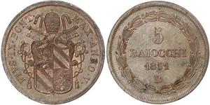 5 Baiocco États pontificaux (752-1870) Cuivre 