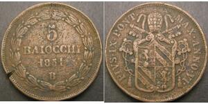 5 Baiocco États pontificaux (752-1870) Cuivre 