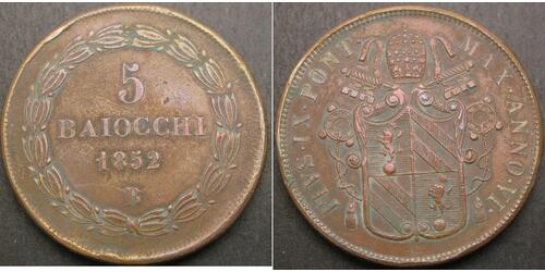 5 Baiocco États pontificaux (752-1870) Cuivre 