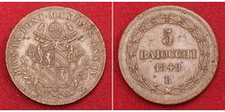 5 Байокко Папська держава (752-1870) Мідь 