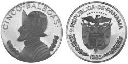 5 Balboa Panamá Argento Vasco Núñez de Balboa (1475 – 1519)