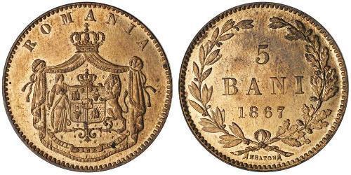 5 Ban Fürstentum Rumänien (1859-1881) Kupfer 