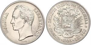 5 Bolivar Venezuela Silver 