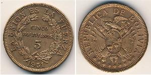 5 Boliviano Bolivie (1825 - ) Bronze 