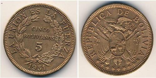 5 Boliviano Bolivie (1825 - ) Bronze 