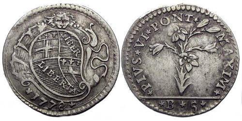 5 Bolognini Kirchenstaat (752-1870) Silber Pius VI ( 1717-1799)