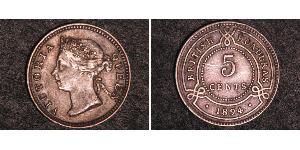 5 Cent British Honduras (1862-1981) Argento Vittoria (1819 - 1901)