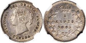 5 Cent Canada Argento Vittoria (1819 - 1901)