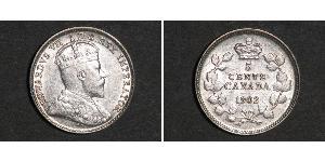 5 Cent Canada Argento Edoardo VII (1841-1910)