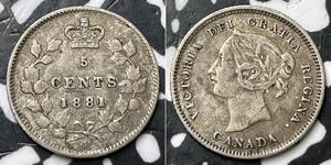5 Cent Canada Argento Vittoria (1819 - 1901)