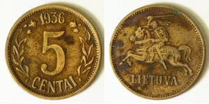 5 Cent Litauen (1991 - ) Bronze 