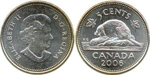 5 Cent Canada Cuivre Elizabeth II (1926-2022)