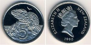 5 Cent Nouvelle-Zélande Cuivre/Nickel Elizabeth II (1926-2022)