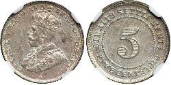 5 Cent Straits Settlements (1826 - 1946) Kupfer/Nickel George V (1865-1936)