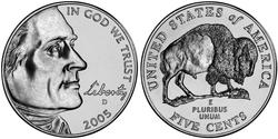 5 Cent Vereinigten Staaten von Amerika (1776 - ) Kupfer/Nickel Thomas Jefferson (1743-1826)