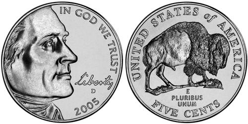 5 Cent Vereinigten Staaten von Amerika (1776 - ) Kupfer/Nickel Thomas Jefferson (1743-1826)