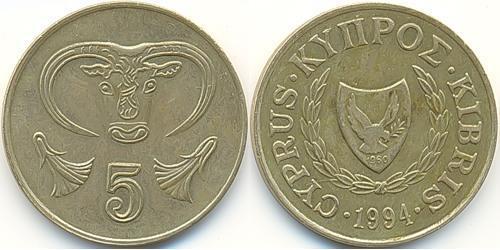 5 Cent Chypre (1960 - ) Nickel/Laiton 