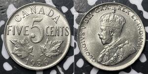 5 Cent Canadá Níquel Jorge V (1865-1936)