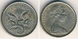 5 Cent Australia (1939 - ) Níquel/Cobre Isabel II (1926-2022)