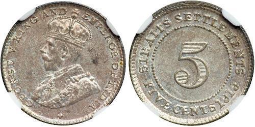 5 Cent Straits Settlements (1826 - 1946) Níquel/Cobre Jorge V (1865-1936)