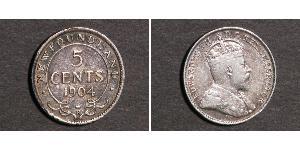 5 Cent Canadá Plata Eduardo VII (1841-1910)