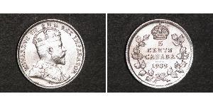 5 Cent Canadá Plata Eduardo VII (1841-1910)
