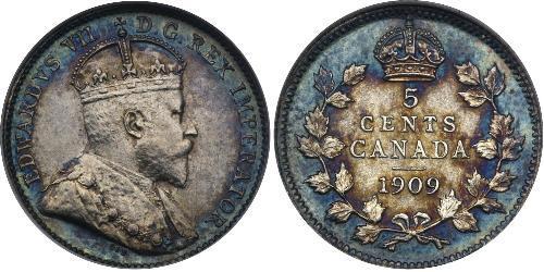 5 Cent Canadá Plata Eduardo VII (1841-1910)