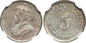 5 Cent Insediamenti dello Stretto (1826 - 1946) Rame/Nichel Giorgio V (1865-1936)