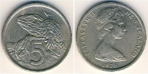 5 Cent Nuova Zelanda Rame/Nichel Elisabetta II (1926-2022)