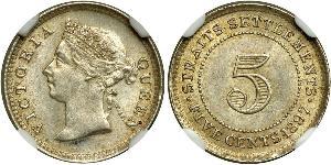 5 Cent Straits Settlements (1826 - 1946) Silber Victoria (1819 - 1901)