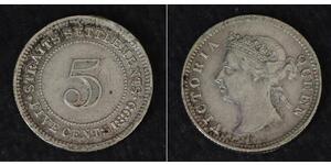 5 Cent Straits Settlements (1826 - 1946) Silber Victoria (1819 - 1901)