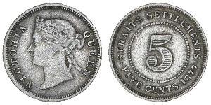 5 Cent Straits Settlements (1826 - 1946) Silber Victoria (1819 - 1901)