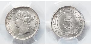 5 Cent Straits Settlements (1826 - 1946) Silber Victoria (1819 - 1901)