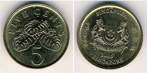 5 Cent 新加坡 黃銅 