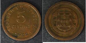 5 Centavo Erste Portugiesische Republik (1910 - 1926) Bronze 