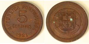 5 Centavo First Portuguese Republic (1910 - 1926) Bronze 