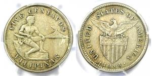 5 Centavo Philippinen Silber 