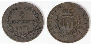 5 Centesimo San Marino (301 - ) Cobre 