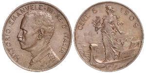 5 Centesimo Kingdom of Italy (1861-1946) Rame Vittorio Emanuele III d