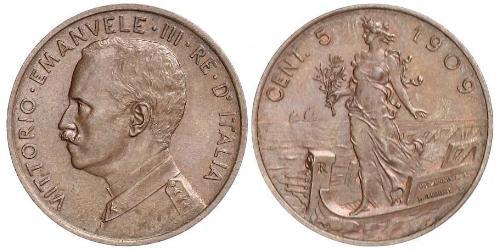 5 Centesimo Kingdom of Italy (1861-1946) Rame Vittorio Emanuele III d